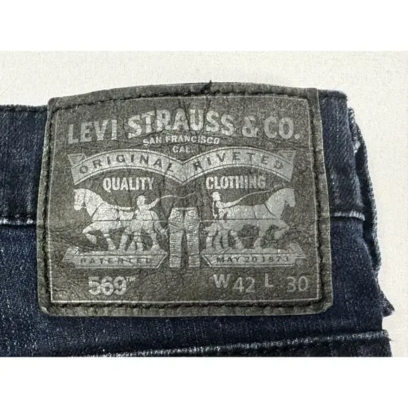 Levi's 569 Men's Loose Straight Fit Blue Denim Jeans - Size 42x30 (43x28) - Picture 3 of 5